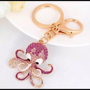 OCTOPUS PINK CRYSTAL KEYRING